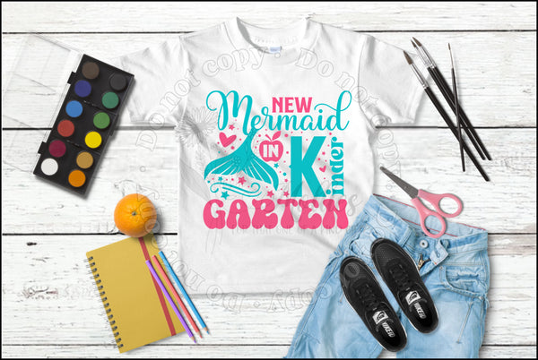 New Mermaid in (Your Grade) Kids shirt.