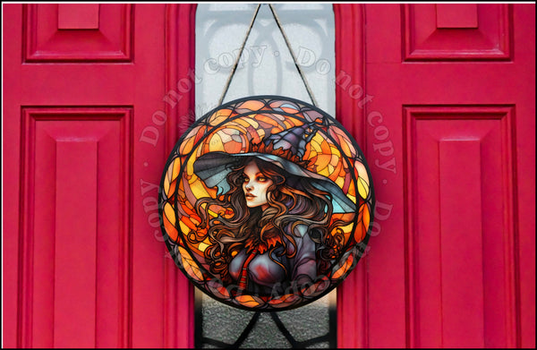 Witch stained glass door hanger.