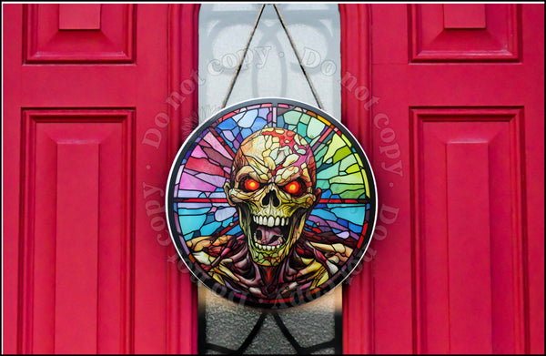 Scary stained glass door hanger.