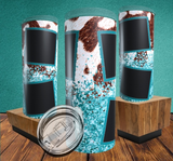 4 Photo Cowhide Turquoise Tumbler