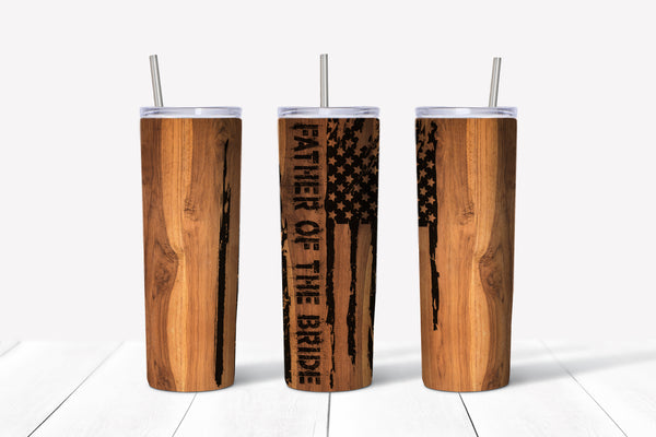 Father of the Bride Wood Grain Background Tumbler