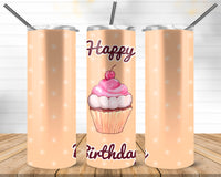 Happy Birthday with Cupcake Tumbler