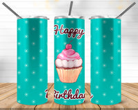 Happy Birthday with Cupcake Tumbler