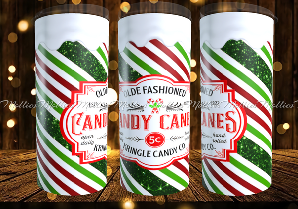 Old Fashion Candy Cane Green Tumbler
