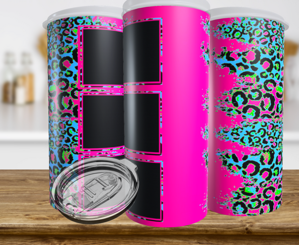 3 Photo Pink Blue Cheetah Tumbler