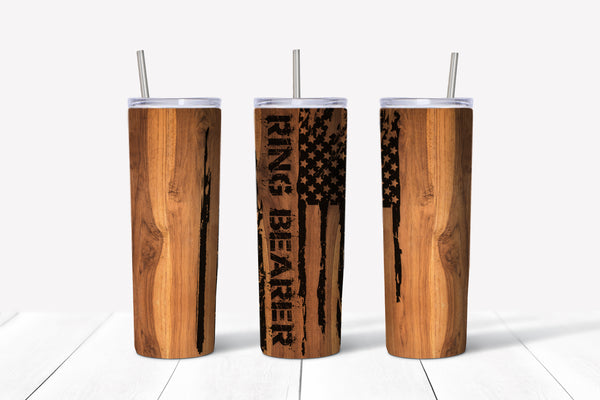 Ring Bearer Wood Grain Background Tumbler