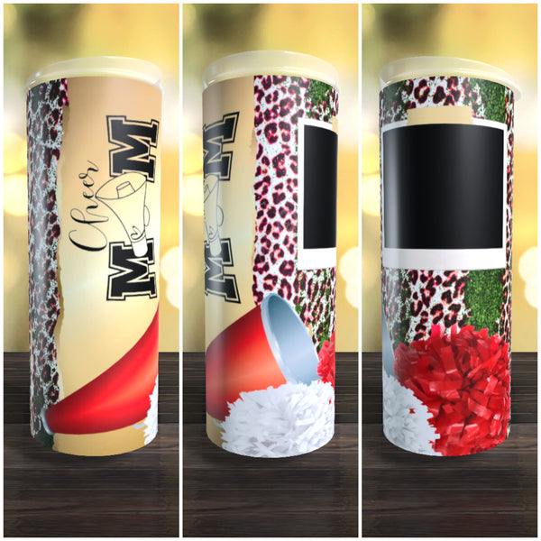 1 Photo Cheer Mom Red Tumbler