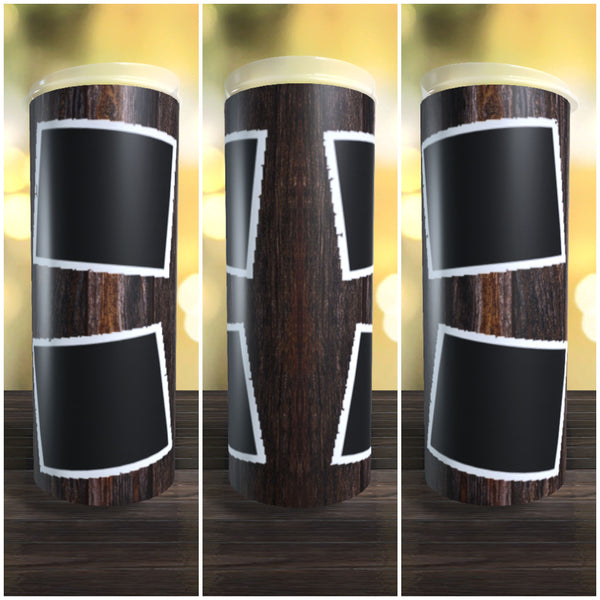 4 Photo Dark Wood Grain Tumbler