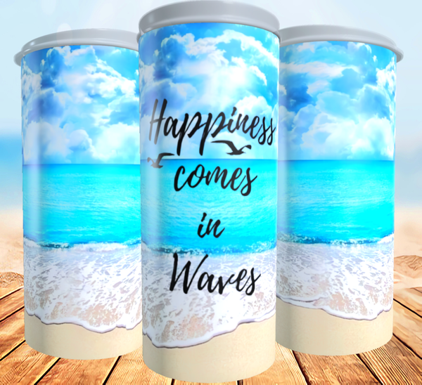 Happiness Comes in Waves Tumbler