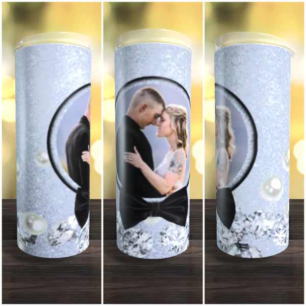1 Photo Wedding Pearls Diamond and Bowtie Tumbler